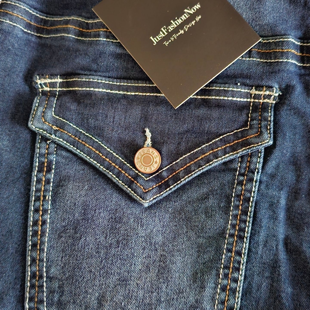Just Fashion Now Dark Blue Women's Jeans with Wide Flare Legs. - Picture 4 of 5